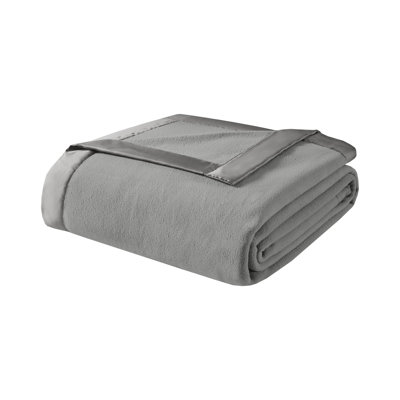 Couverture douce en micropolaire très grand, motif de grille en polyester gris, confort toutes saisons