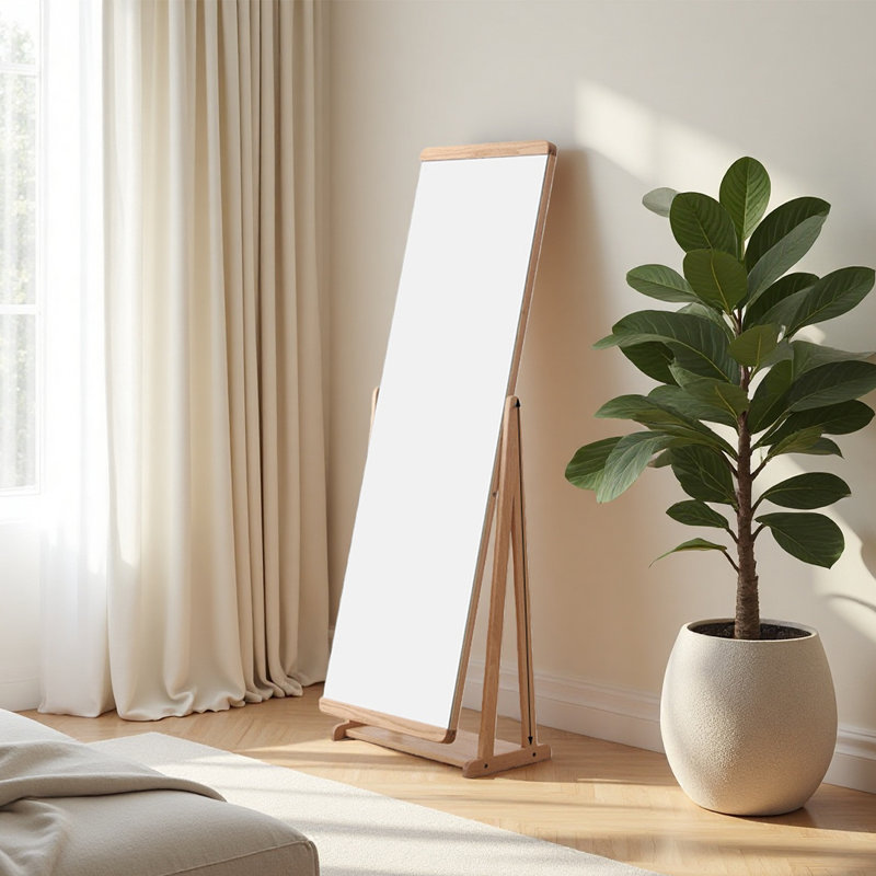 Miroir pleine grandeur en bois massif de style nordique