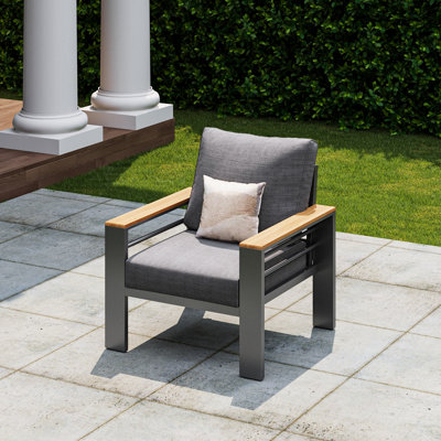 30.7'' Modern Outdoor 2-Piece Single Aluminum Chair Set