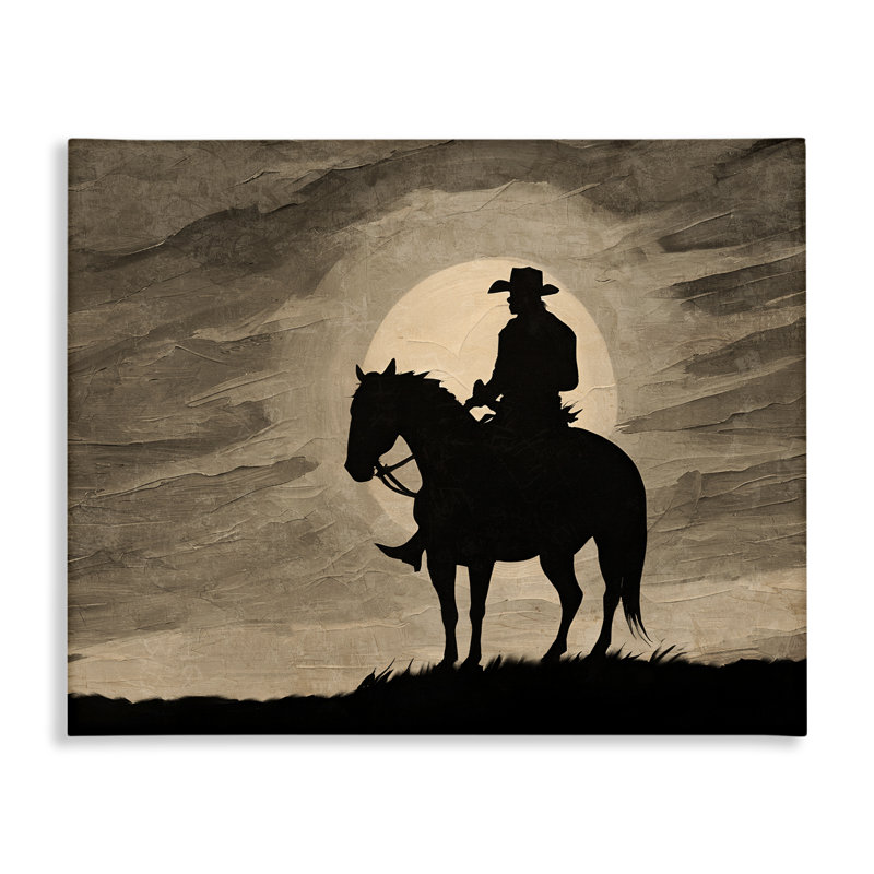 «Sunset Cowboy with Horse», art mural par Kim Allen, H 16 po x l 20 po