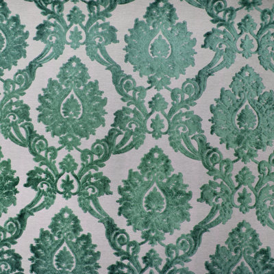Alessandra Fabric | Damask Cut Velvet | Color Jade