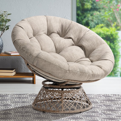 Ariyelle Swivel Papasan Accent Chair with Extra Thick Cushion for Ultimate Comfort