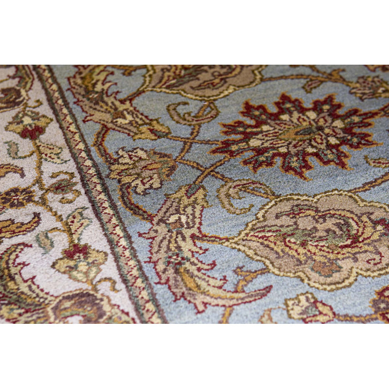 Hand-Knotted High-Quality Light Blue and Ivory Area Rug