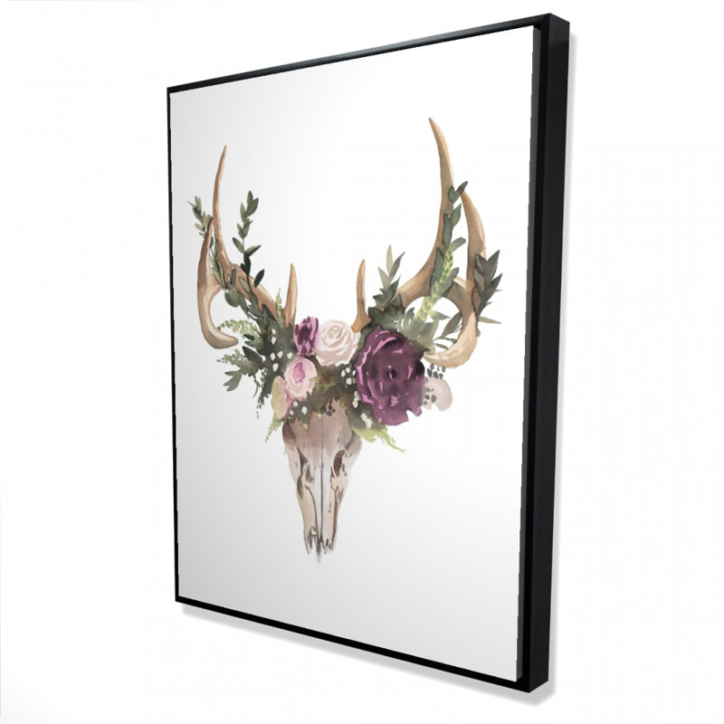 " Deer Skull With Flowers "