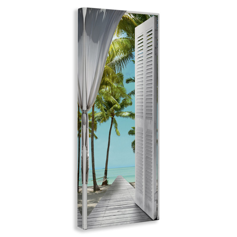 Art mural sur toile, "Tropical Beach Villa View" par Reinders, H 24 po x l 10 po
