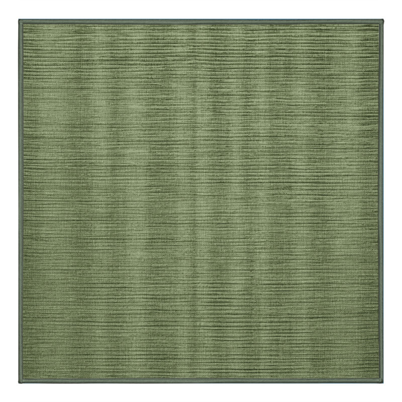 Machine Washable Solid Green Area Rug, Square 4'