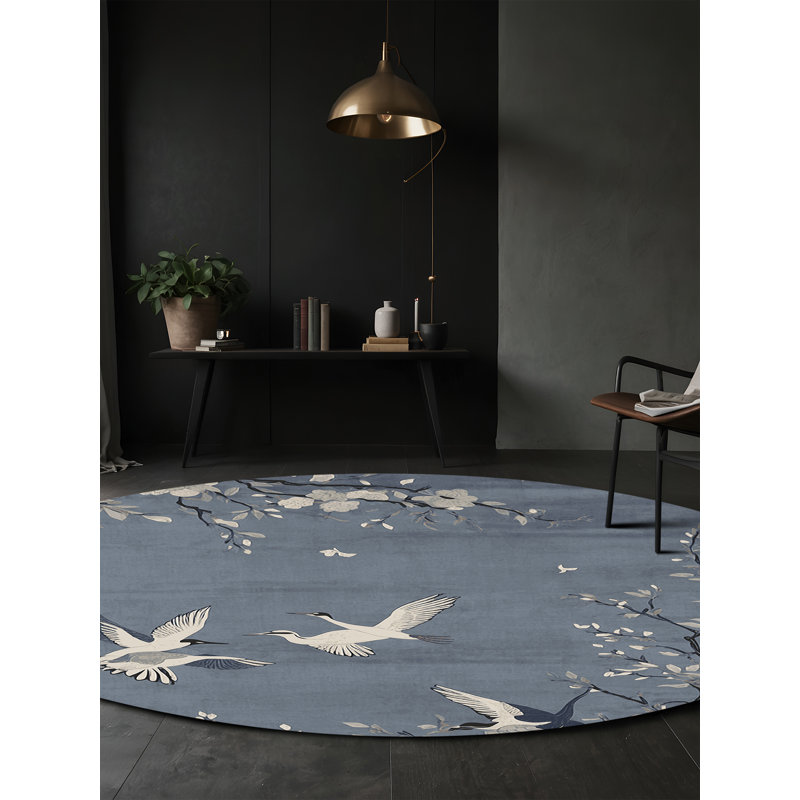 Machine Washable Gray Area Rug, Round 8'