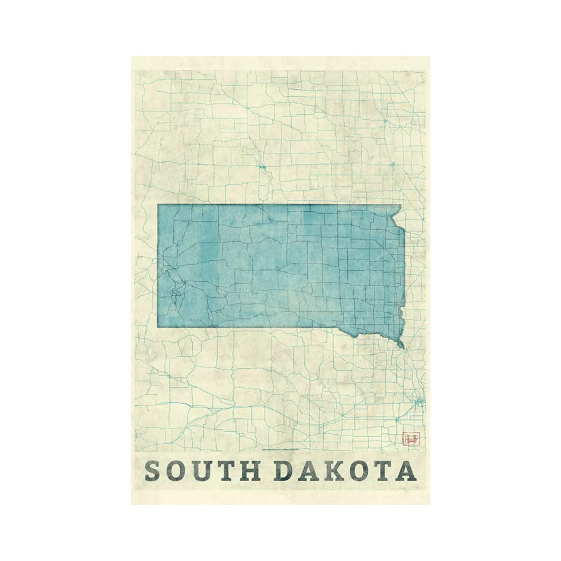 South Dakota Map by Hubert Roguski - Wrapped Canvas Print, 101.6 cm H x 66.04 cm W x 3.175 cm D