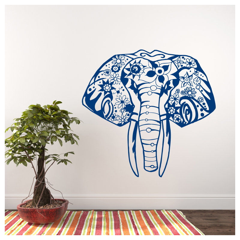 Décalcomanie murale éléphant yoga Litton, Bleu