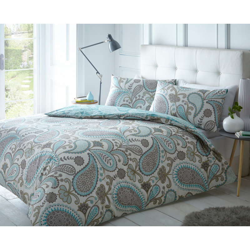 Chiswick Polyester Paisley Duvet Cover Set with Pillowcases Included, Super King - 2 Standard Pillowcases