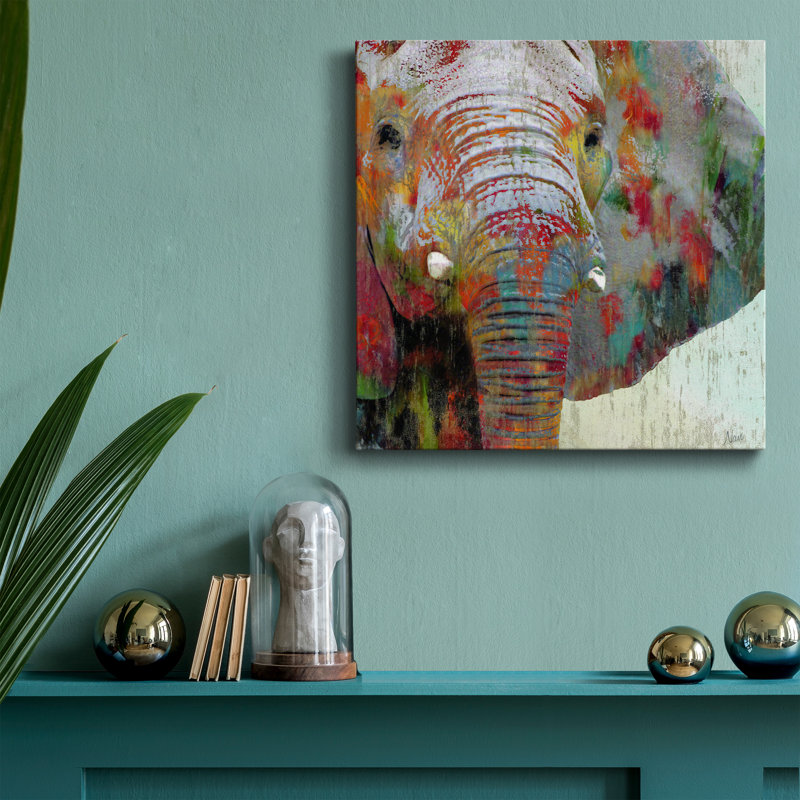 " Paint Splash Elephant ", 16" H x 16" W x 1" D
