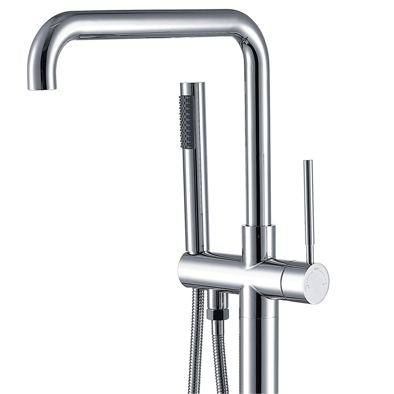 Freestanding Bathtub Faucet With Hand Shower - . , Manual Bathroom Tap. Solid Metal Construction For Longevity. Full Body Spray Thorough Cleansing. Contemporary And Compact Style. 6.22 In Width,