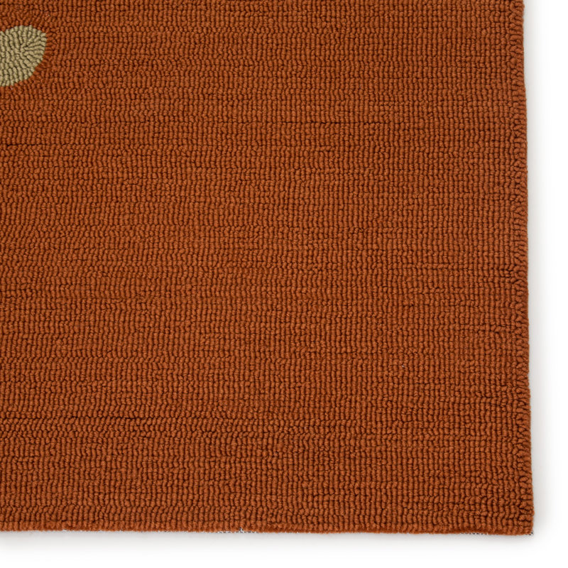 Tapis intérieur / extérieur orange brûlé fait à la main Fortson, Rectangle 5 pi x 7 pi 6 po