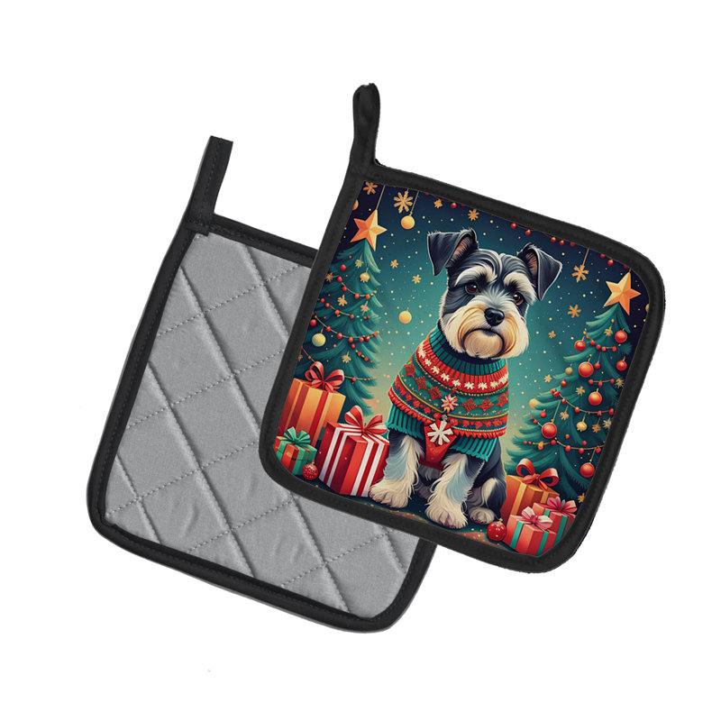 Paire de poignées Schnauzer Christmas