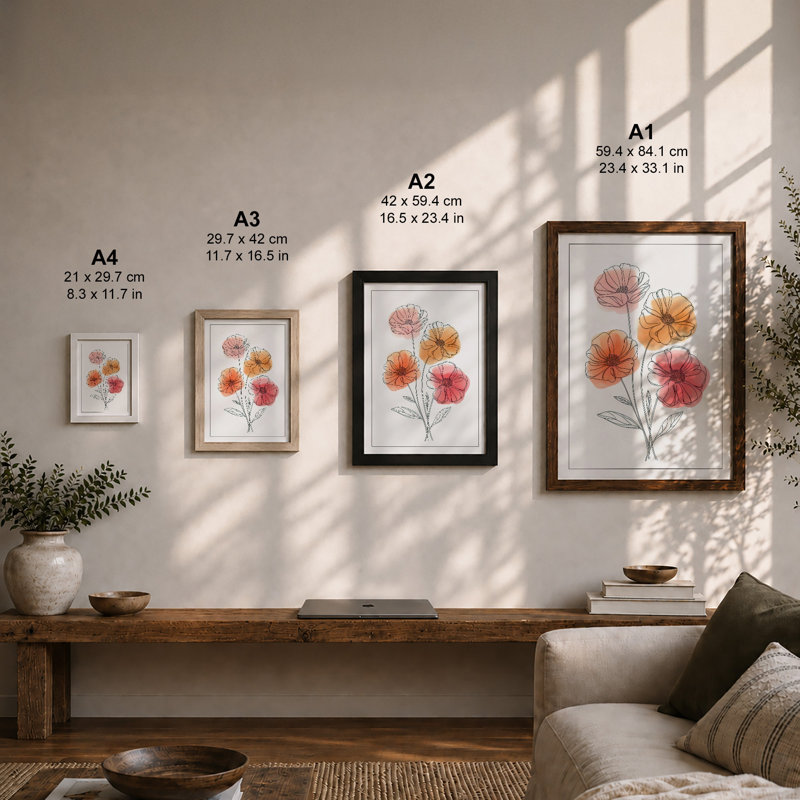 Delicate Flower Study Botanical - Framed Print, Oak, A4 - 29.7 x 21.0 cm