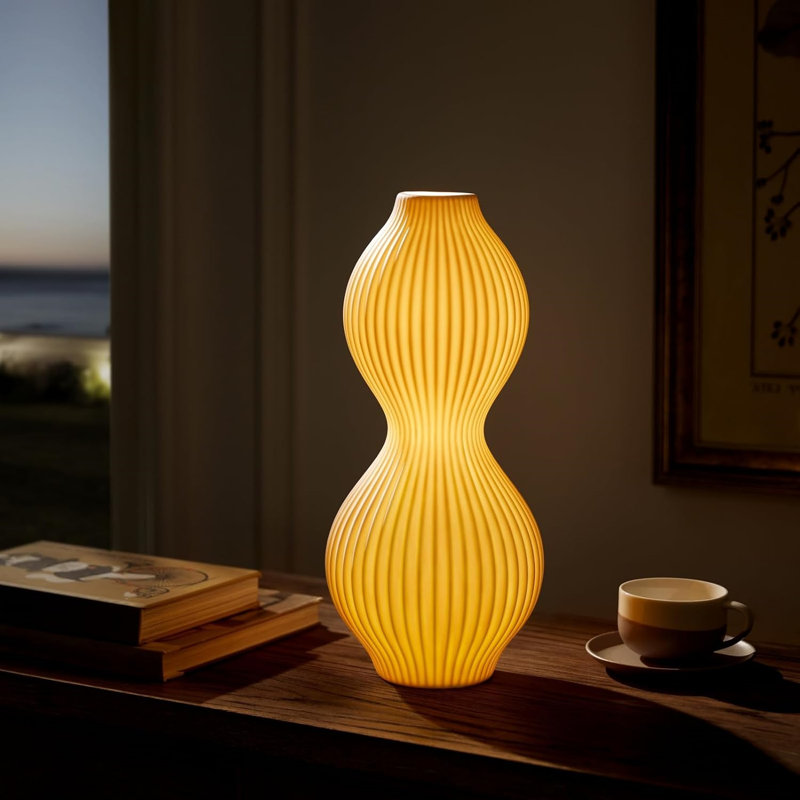 Modern Ceramic Table Lamp,White Translucent Ceramic Shade, Warm Ambient Lighting,White