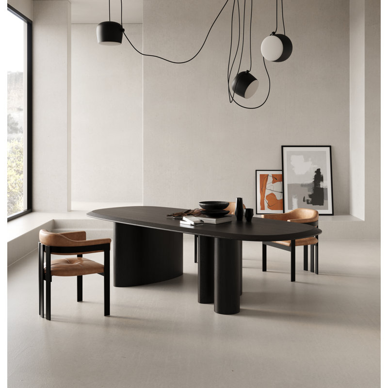 Elise Oval Dining Table, 30" H x 118" L x 47.2" W, Black Ash