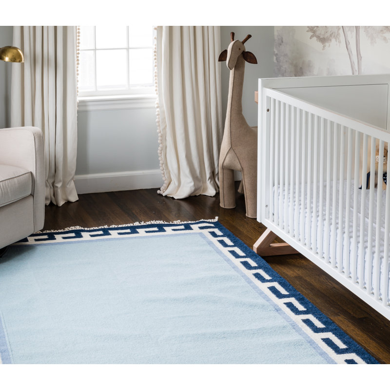 Thompson Wool Area Rug in Blue, Rectangle 7'6" x 9'6"