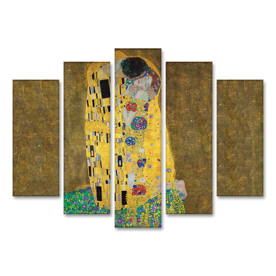 5-tlg. Kunstdruck-Set The Kiss von Gustav Klimt