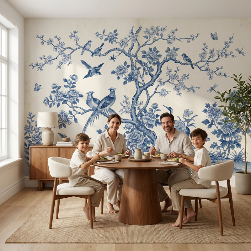 Papier peint chinois et chinois Toile, Non tissé, 160 po x 108 po