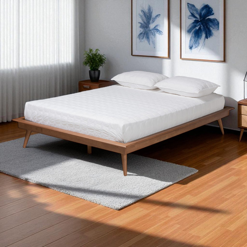 Brayden Brown Finished Wood Queen Size Platform Bed, 12.88'' H X 67.42'' W X 86.32'' L, Queen