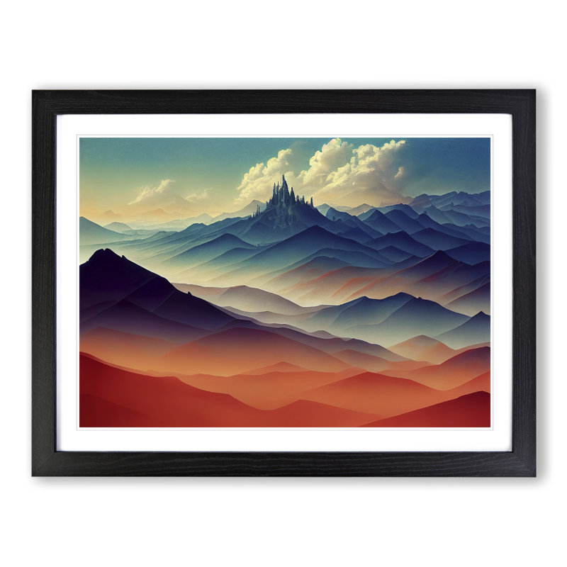 Cosmopolitan Mountain Landscape - Framed Print, Black, 46cm H x 64cm W x 2cm D