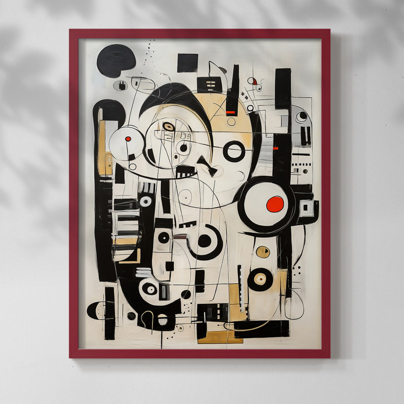 ABSTRACT Series CCCCLXIX - Impression encadrée de qualité supérieure - Prêt à être accroché - Aucun clou requis, Cadre rouge