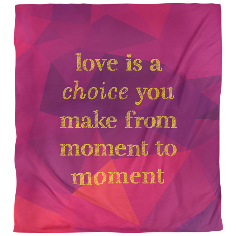 Housse de couette simple love is a choice quote, Housse de couette pour grand lit, Rubellite / or