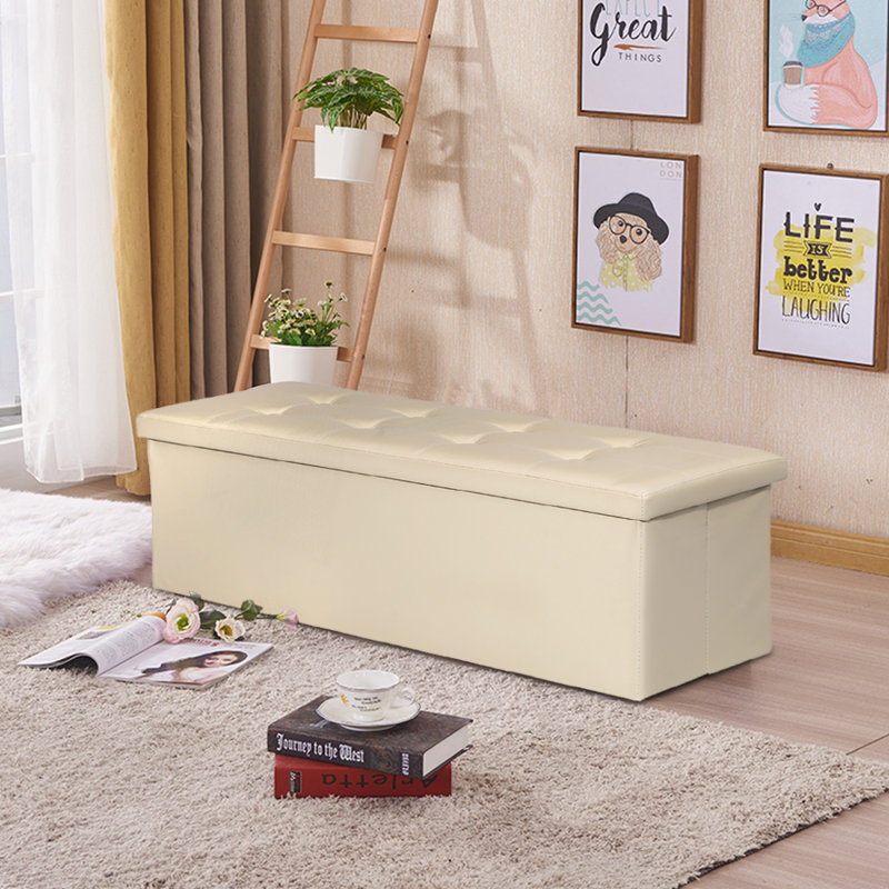 Upholstered Ottoman, White
