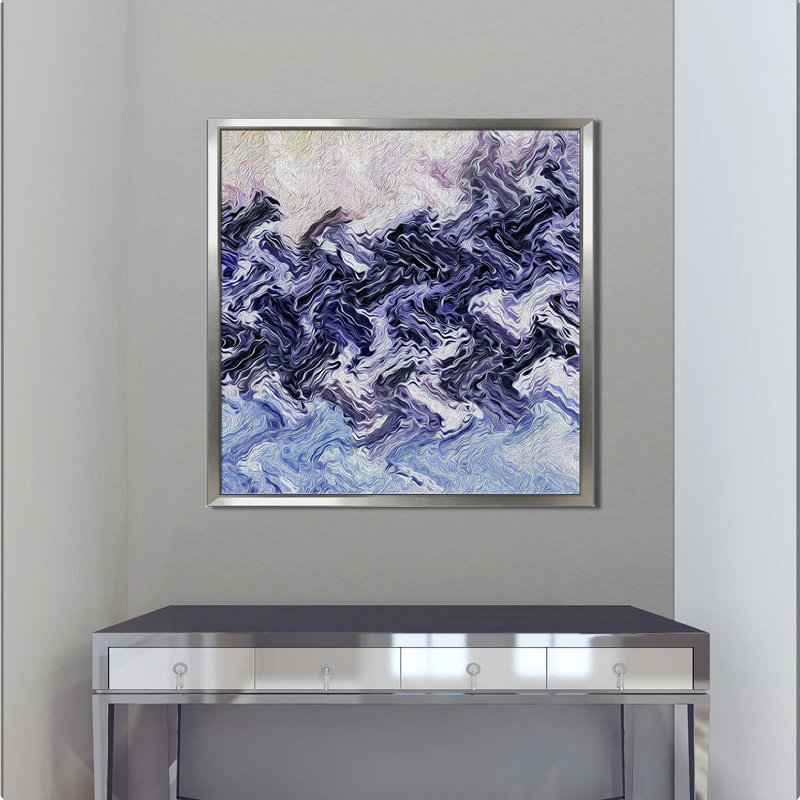 Peinture à l'acrylique 'Purple Fire - Square', 21,5" H x 21,5" L x 2" D, Cadre flottant