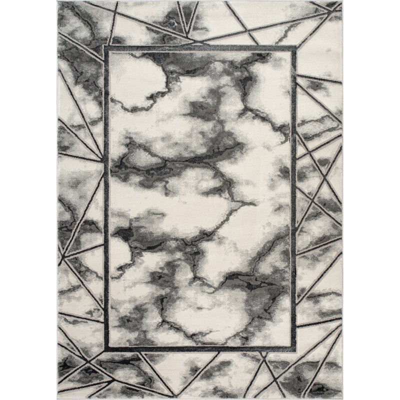 Monaco Series Abrstract Black/Gray/Ivory/Beige Area Rug, Rectangle 7'9" x 10'2"