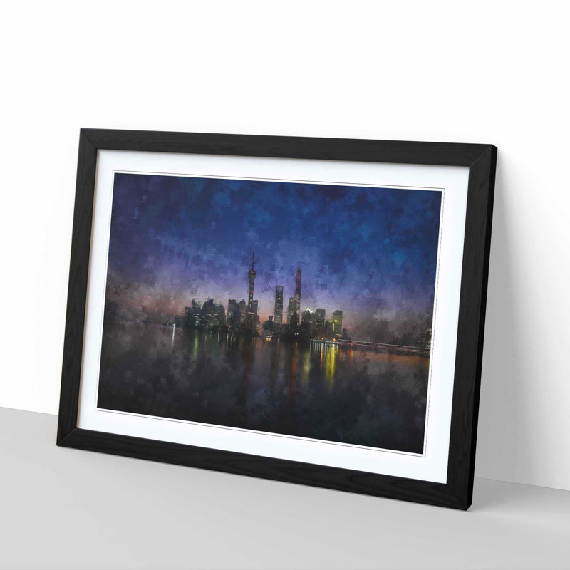 Evening Reflections of Shanghai - Picture Frame Graphic Art Print, Black Framed, 24cm H x 33cm W x 2cm D