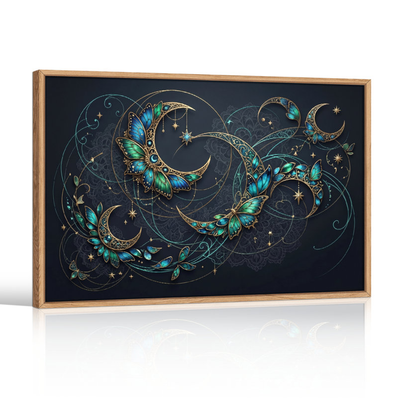 Ensemble de 1 tableau sur toile Papillon Lune, 36"H x 48"W, Naturel