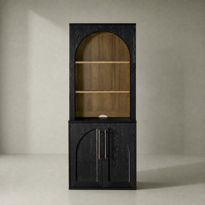 Mercer41 Grabill Arched Storage Cabinet With Hutch