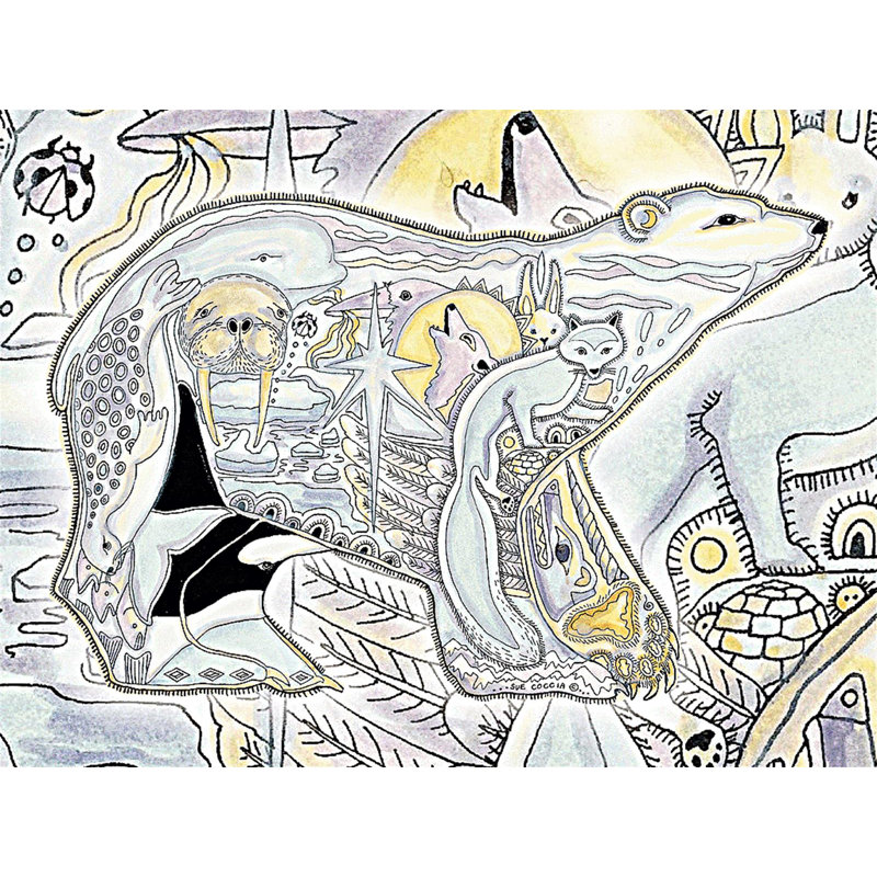 Couverture ours polaire Pure Country Weavers - Totem des esprits animaux par Sue Coccia - Jeté en tapisserie tissée en coton - Fabriqué aux États-Unis (72 x 54)
