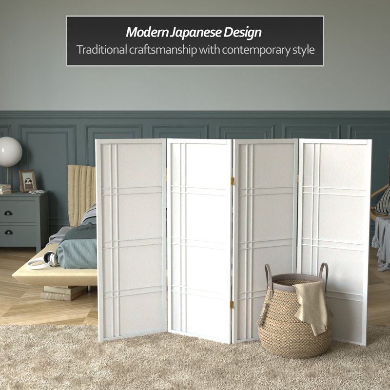 70" H Short Folding Screen, White, 4