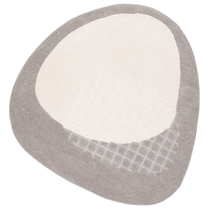 Tapis en laine gris / ivoire touffeté à la main Novelty, Nouveauté 5 pi x 5 pi