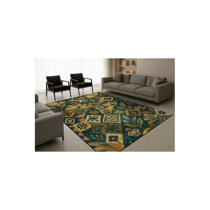 Tapis tissé traditionnel bleu marine Mosso, 2'6" x 4'11"