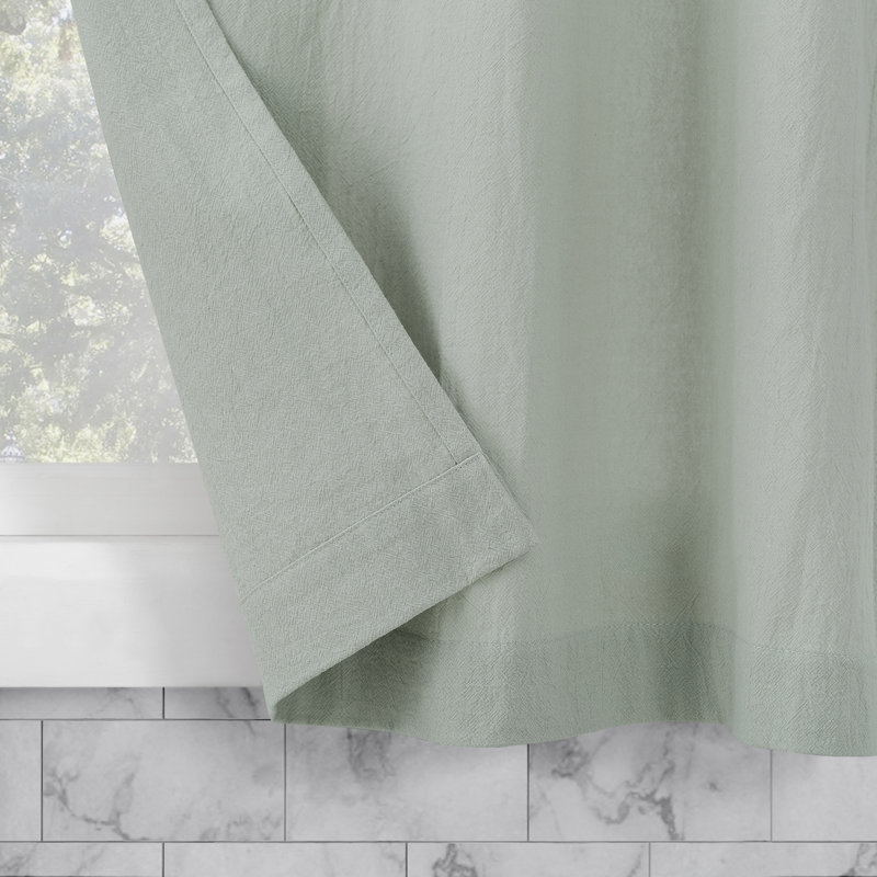 Archaeo Sarro Washed Cotton Semi-Sheer Tab Top Kitchen Curtain Tier Pair, Seafoam, 52" W x 36" L