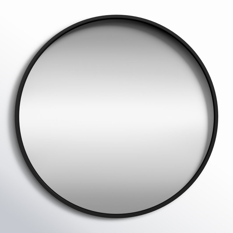 Arranjeet Modern Round Wall Mirror, 25.6" x 25.6", Black