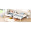 Lit superposé au-dessus d'un lit double blanc - conception moderne, structure en fer, peu encombrant, construction contemporaine, support robuste, sécuritaire pour tous les utilisateurs-467986828-467986830