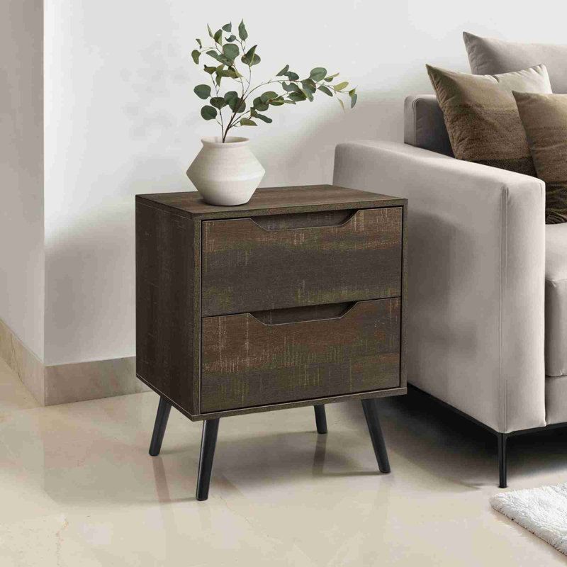 Table d'appoint moderne à 2 tiroirs, Brun