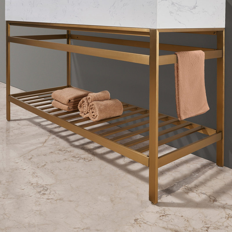 Ensemble de meuble-lavabo double 60 po Zaylyn, Or brossé, Or