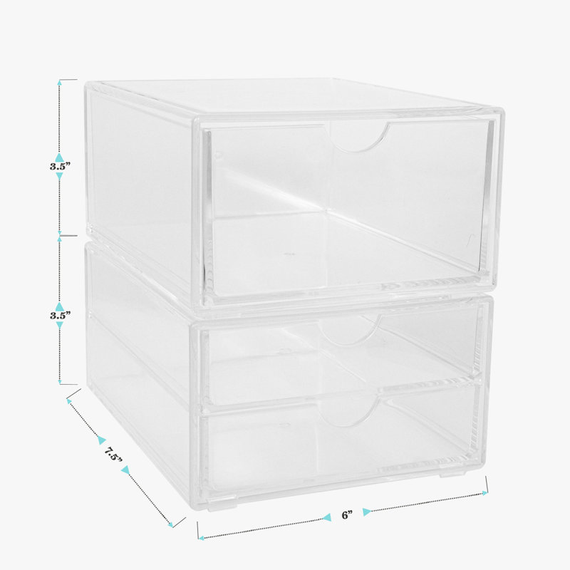 Martha Stewart Brody Set of 2 Plastic Desktop Storage Boxes - 1 Single Drawer - 1 Double Drawer