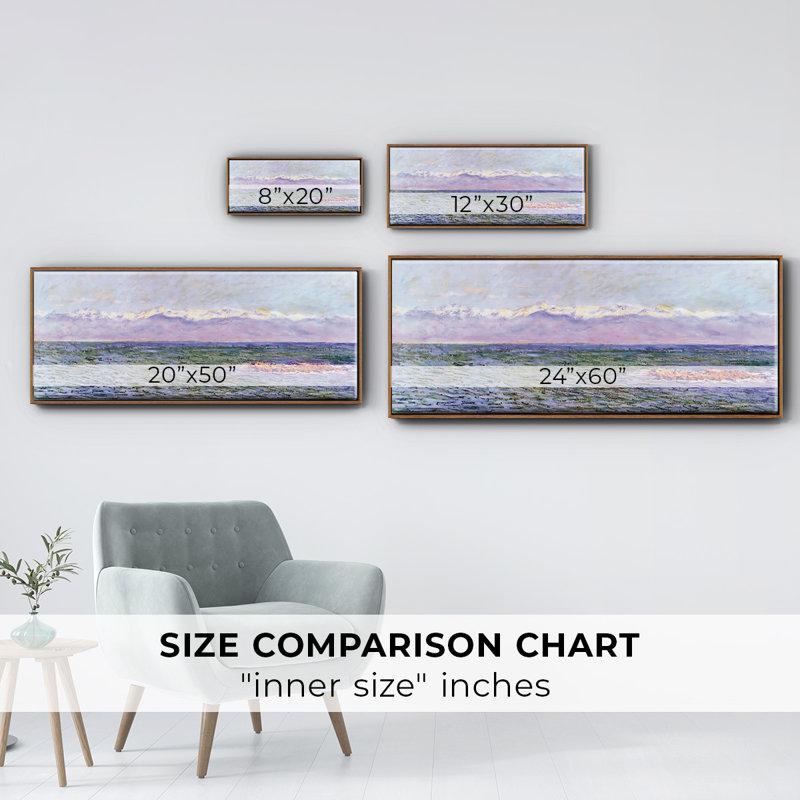 La mer et les Alpes, 1888, reproduction d'art sur toile, H 20 po x l 50 po x P 1,5 po, Noyer