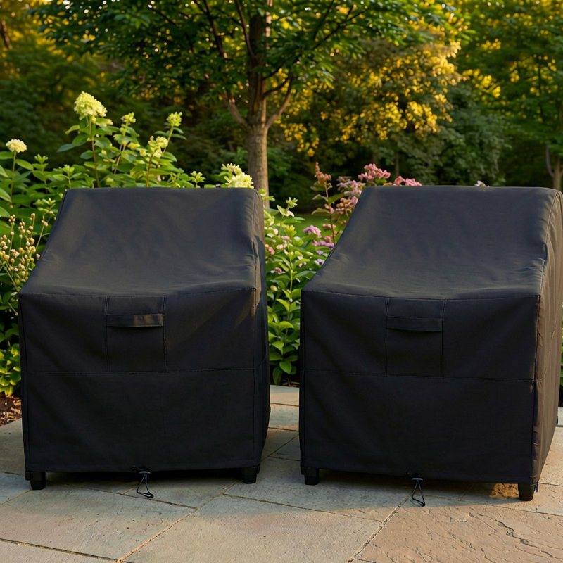 Set of 2 Heavy Duty Premium Patio Chair Cover – Breathable, Heavy-Duty Protector with Water-Resistant PVC, Adjustable Elastic Hem, Click-Close Straps, and Air Vents - Goodman
