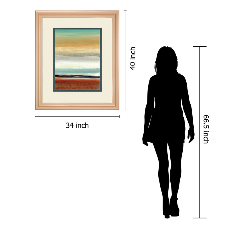 Art mural Horizon Lines - 34 po x 40 po - Cadre en bois naturel