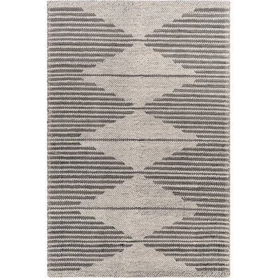 Motif géométrique Molly tissé à plat à la main et recyclé P.E.T. Tapis taupe / noir