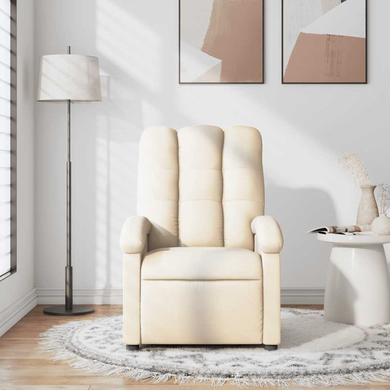 Fauteuil inclinable de massage vidaXL, dossier / repose-pieds réglable, tissu, Tissu crème, Manuel