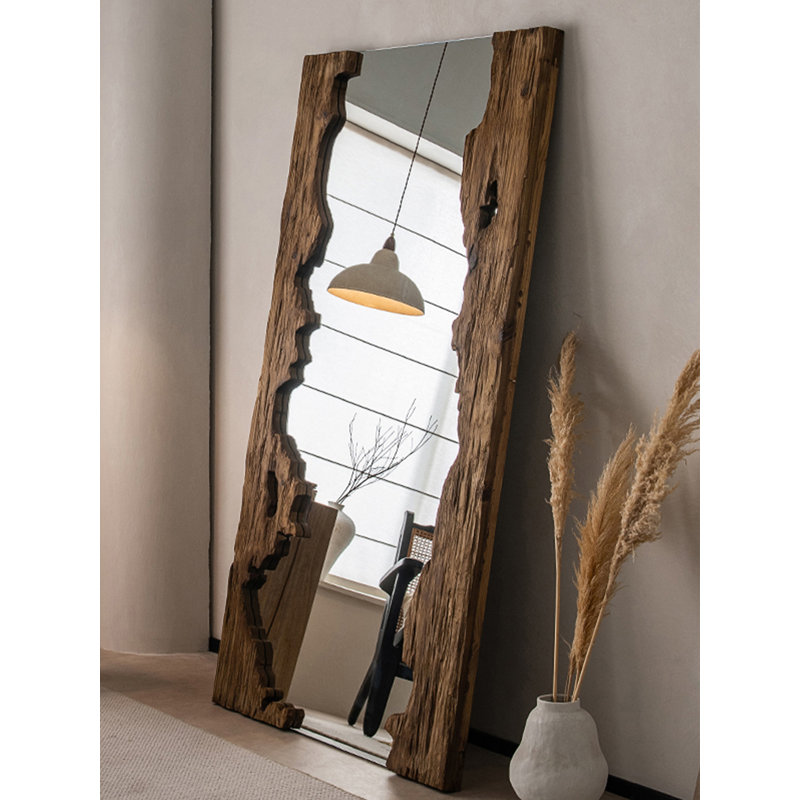Miroir pleine grandeur en pin irrégulier Wabi-Sabi, 78,74 po x 43,31 po
